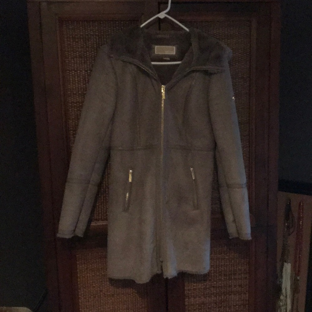 Michael Kors hooded shearling coat